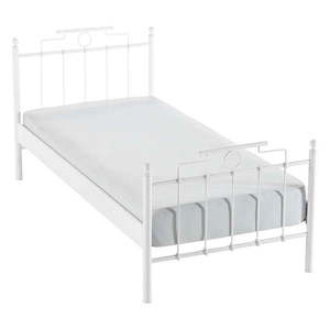 Biela kovová jednolôžková posteľ s roštom 120x200 cm Hatkus – Kalune Design vyobraziť