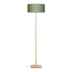 Stojacia lampa so zeleným tienidlom a konštrukciou z bambusu Good&Mojo Fuji vyobraziť