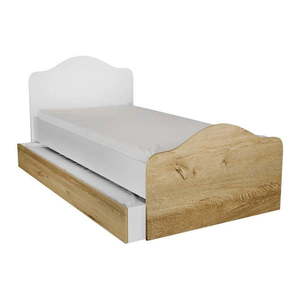 Jednolôžková posteľ s úložným priestorom v bielo-prírodnej farbe 90x190 cm Kanguru – Kalune Design vyobraziť