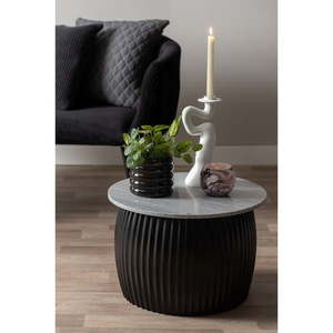 Čierny okrúhly konferenčný stolík s doskou v dekore mramoru ø 52 cm Luscious – Leitmotiv vyobraziť