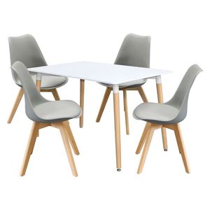 Jedálenský stôl 120x80 UNO biely + 4 stoličky QUATRO šedé vyobraziť