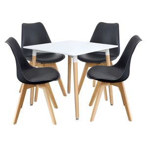 Jedálenský stôl 80x80 UNO biely + 4 stoličky QUATRO čierne vyobraziť