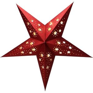 Vianočná papierová LED dekorácia Red star, 10 LED, 60 cm vyobraziť