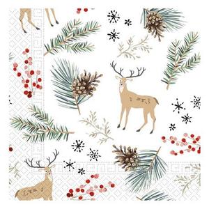 PROCOS Vianočné papierové obrúsky 33x33cm 3vrstvové jeleň vyobraziť