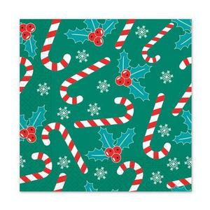 PROCOS Vianočné papierové obrúsky 33x33cm 3vrstvé cukrová tyčinka vyobraziť