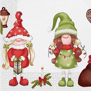 PROCOS Vianočné papierové obrúsky 33x33cm 3 vrstvové elfíci vyobraziť