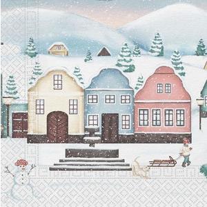 PROCOS Vianočné papierové obrúsky 33x33cm 3 vrstvové dedinka vyobraziť