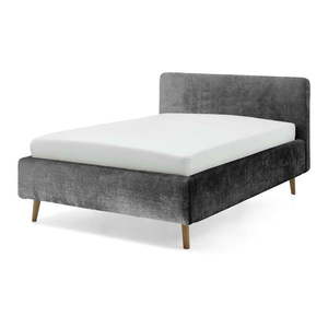 Tmavosivá čalúnená dvojlôžková posteľ s úložným priestorom s roštom 140x200 cm Mattis - Meise Möbel vyobraziť