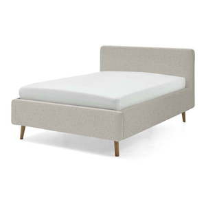 Béžová čalúnená dvojlôžková posteľ s úložným priestorom s roštom 140x200 cm Mattis - Meise Möbel vyobraziť