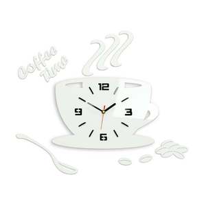 Moderné nástenné hodiny COFFE TIME 3D WHITE (nalepovacie hodiny na stenu) vyobraziť