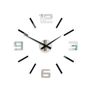 Moderné nástenné hodiny SILVER XL BLACK-MIRROR blackmirror (nalepovacie hodiny na stenu) vyobraziť