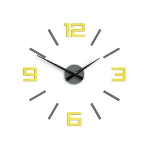 Moderné nástenné hodiny SILVER XL GREY-YELLOW greyyellow (nalepovacie hodiny na stenu) vyobraziť