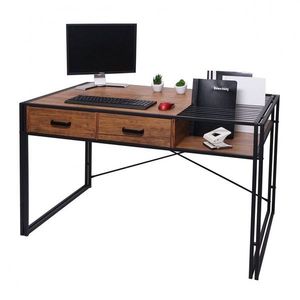 Písací stôl s úložným priestorom HWC-H91 Hnedá vyobraziť