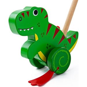 Dřevěný jezdící dinosaurus T-REX zelený vyobraziť