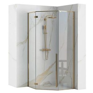 Rohový sprchovací kút Rea Diamond 100 zlatý vyobraziť