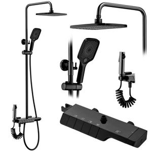 Sprchový set s termostatom Rea Rob čierny - vaňová batéria, dažďová, ručná a bidetová sprcha vyobraziť