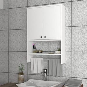 Závěsná koupelnová skříňka s věšákem na ručníky Vira bílá vyobraziť