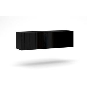 Závěsný TV stolek Vivo 140 cm černý mat/černý lesk vyobraziť