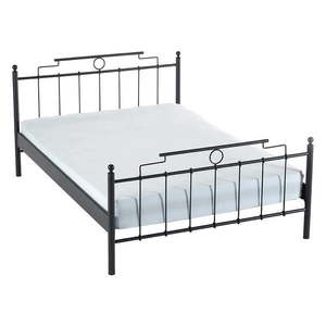 Čierna kovová dvojlôžková posteľ s roštom 140x200 cm Hatkus – Kalune Design vyobraziť