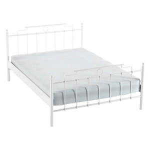 Biela kovová dvojlôžková posteľ s roštom 160x200 cm Hatkus – Kalune Design vyobraziť