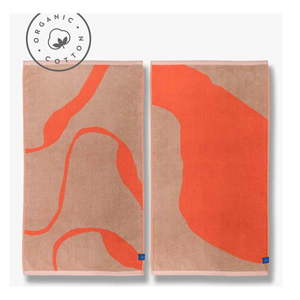 Oranžové/svetlohnedé uteráky v súprave 2 ks z Bio bavlny 50x90 cm Nova Arte – Mette Ditmer Denmark vyobraziť