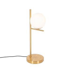 Stolná lampa Art Deco zlato a opálové sklo - Flore vyobraziť