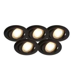 Sada 5 moderných zapustených bodových svetiel čiernej farby vrátane LED 3-stupňovo stmievateľných - Mio vyobraziť
