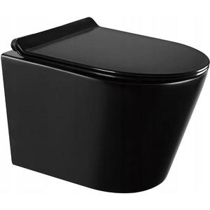 MEXEN/S - Rico Závesná WC misa Rimless vrátane sedátka s slow-slim, Duroplast, čierna mat 30720185 vyobraziť