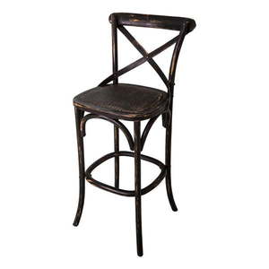 Čierna barová stolička z brestového dreva (výška sedadla 78 cm) – Antic Line vyobraziť
