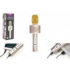 Teddies Mikrofón karaoke Bluetooth, zlatá, na batérie, s USB káblom vyobraziť
