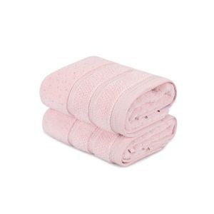 Sada 2 ručníků ARELLA 50x90 cm pudrově růžová vyobraziť