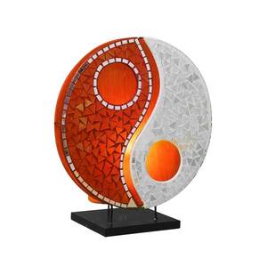 Woru Sklenená mozaiková stolová lampa Ying Yang oranžová/biela vyobraziť