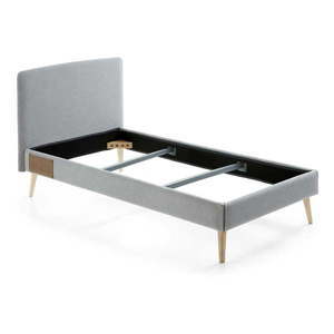 Sivá polstrovaná posteľ Kave Home Lydia, 90 x 190 cm vyobraziť
