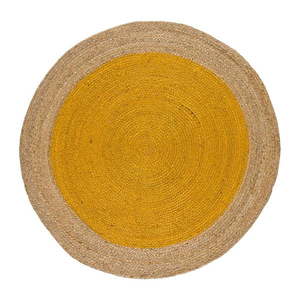 Okrúhly koberec v prírodnej a horčicovej farbe ø 90 cm Mahon – Universal vyobraziť
