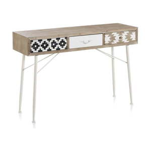 Konzolový stôl s čiernobielymi detailmi a troma zásuvkami Geese Rustico Geometric vyobraziť