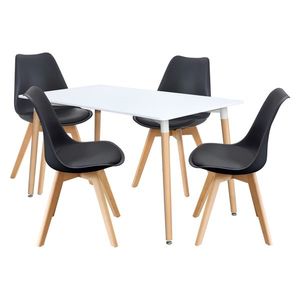 Jedálenský stôl 140x90 UNO biely + 4 stoličky QUATRO čierne vyobraziť