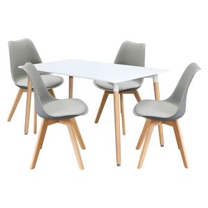 Jedálenský stôl 140x90 UNO biely + 4 stoličky QUATRO šedé vyobraziť