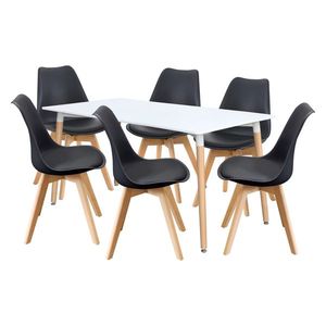 Jedálenský stôl 160x90 UNO biely + 6 stoličiek QUATRO čierne vyobraziť
