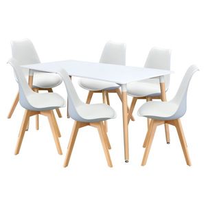 Jedálenský stôl 160x90 UNO biely + 6 stoličiek QUATRO biele vyobraziť
