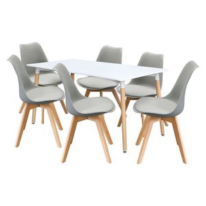 Jedálenský stôl 160x90 UNO biely + 6 stoličiek QUATRO šedej vyobraziť