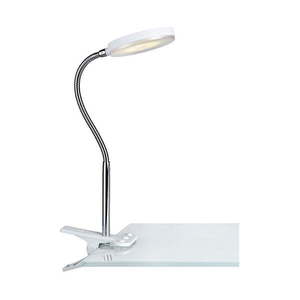 Biela stolová LED lampa so štipcom Markslöjd Flex vyobraziť