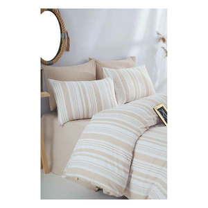 Béžové bavlnené predĺžené obliečky na dvojlôžko 200x220 cm – Mila Home vyobraziť
