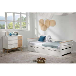 Biela detská posteľ z borovicového dreva s výsuvným lôžkom 90x190 cm Elisa - Marckeric vyobraziť