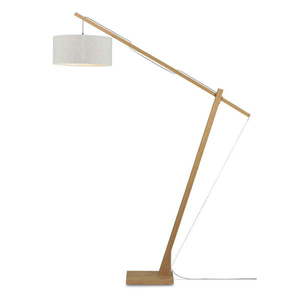 Stojacia lampa so svetlobéžovým tienidlom a konštrukciou z bambusu Good&Mojo Montblanc vyobraziť