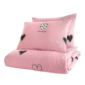 Ružová prikrývka cez posteľ s 2 obliečkami na vankúš z ranforce bavlny Mijolnir Hati, 225 x 240 cm vyobraziť