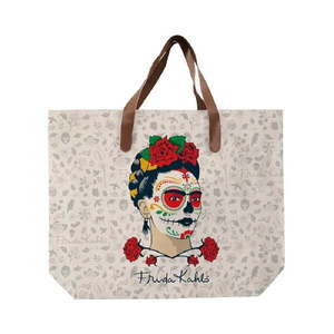 Plátená taška s uchom z imitácie kože Madre Selva Frida Skull, 55 × 40 cm vyobraziť