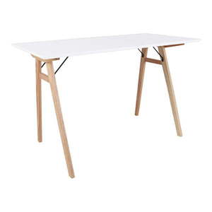 Biely stôl s hnedými nohami House Nordic Vojens Desk, dĺžka 120 cm vyobraziť