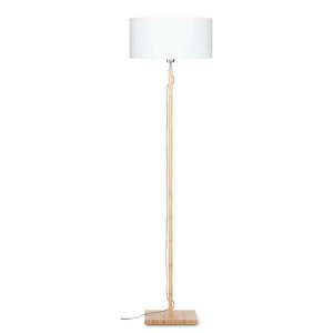 Stojacia lampa s bielym tienidlom a konštrukciou z bambusu Good&Mojo Fuji vyobraziť