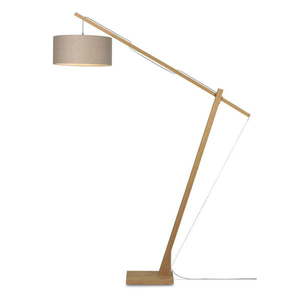 Stojacia lampa s béžovým tienidlom a konštrukciou z bambusu Good&Mojo Montblanc vyobraziť