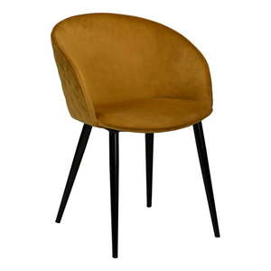 Zamatová jedálenská stolička v horčicovožltej farbe Dual – DAN-FORM Denmark vyobraziť